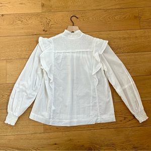 A.L.C White Ruffle Long Sleeve Blouse Size 2